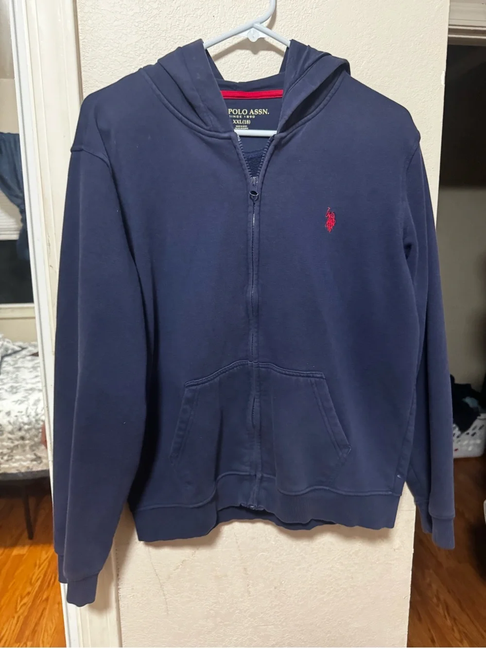 U.S. Polo Assn. Navy Zip-Up Hoodie with Red Trim